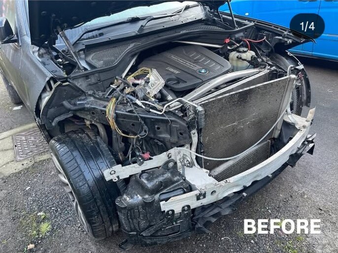 BMW X6 before major front-end repair at Fox Smart Repairs